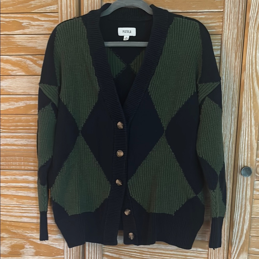 Green & Navy Preppy Cardi by PISTOLA